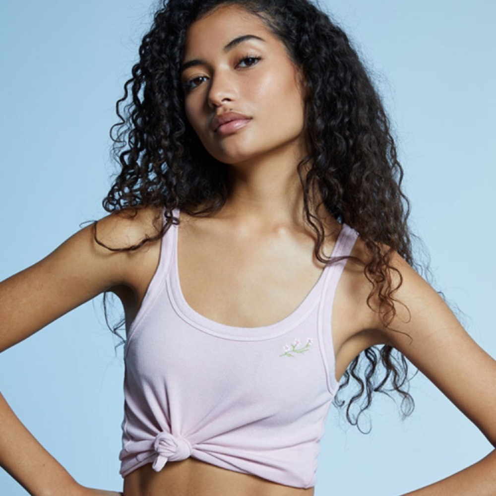 NWT PacSun Sweet Dreams pink embroidered tank top